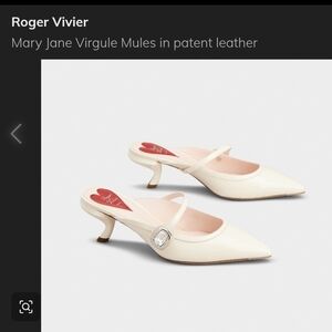 ROGER VIVIER Cream/Beige Virgule Kitten Heel Mesh Mary‎ Jane Pumps Size 37